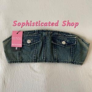 🎀PrettyLittleThing Vintage Wash Bandeau Top🎀